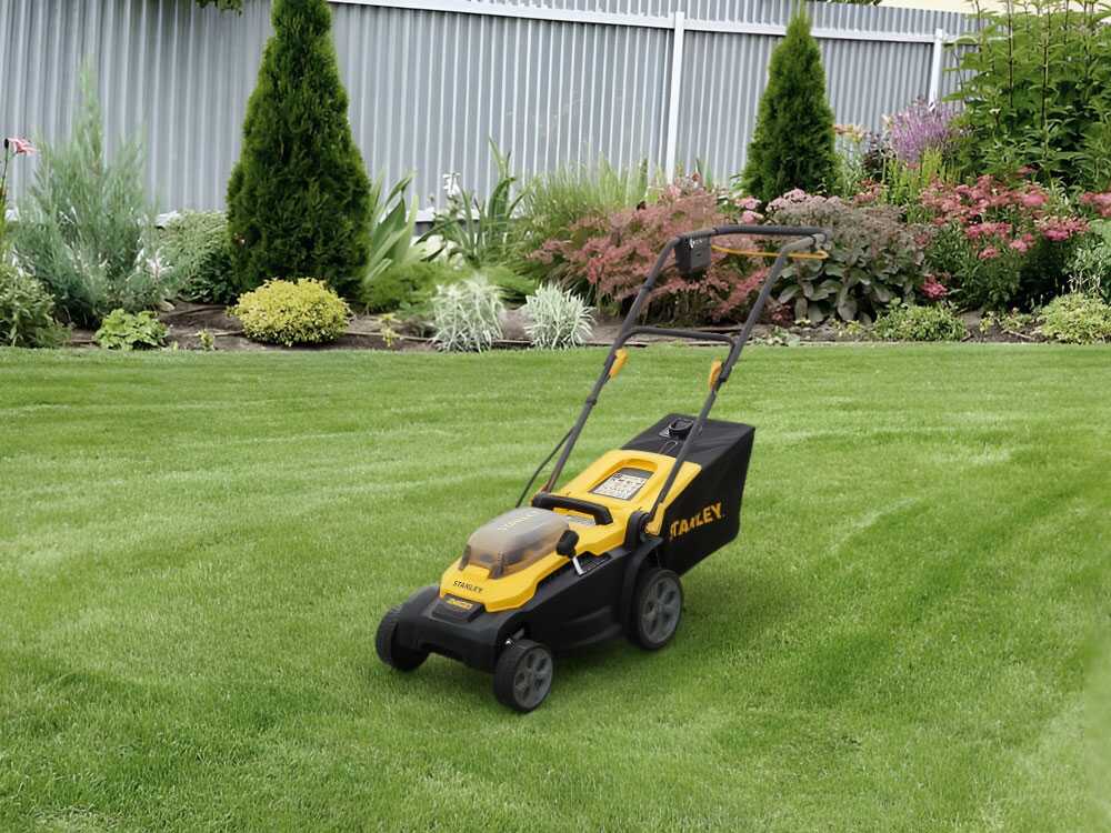 Stanley SCMWP3701M2-QW – Cortacésped a batería – 36 V – 2 x 18 V 4,0 Ah – Anchura de corte 37 cm - Imagen 2