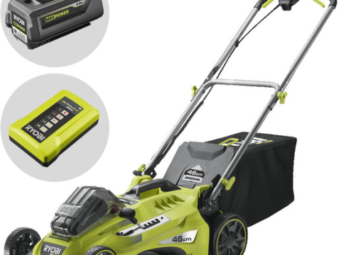 Cortacésped a batería RYOBI RLM36X46H50PG – MAX POWER 36V – 5Ah – recogedor de 45 l – corte de 46 cm