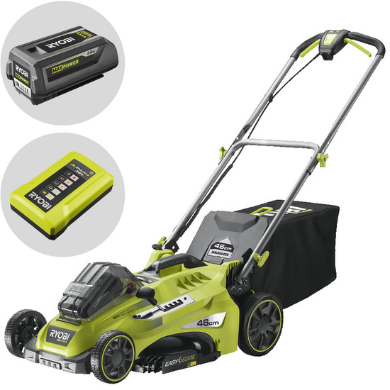 Cortacésped a batería RYOBI RLM36X46H50PG – MAX POWER 36V – 5Ah – recogedor de 45 l – corte de 46 cm