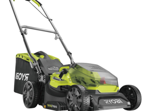 Cortacésped eléctrico a batería RYOBI RY18LMX37A-150 – 18V – 5Ah – recogedor de 45 l -corte de 37 cm