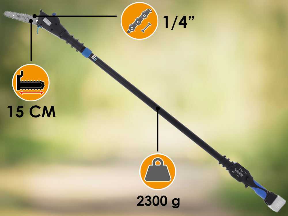 Vesco X150AT – Podadora de altura a batería con pértiga telescópica – 160-250 cm – 21,6 V – SIN BATERÍA NI CARGADOR - Imagen 2