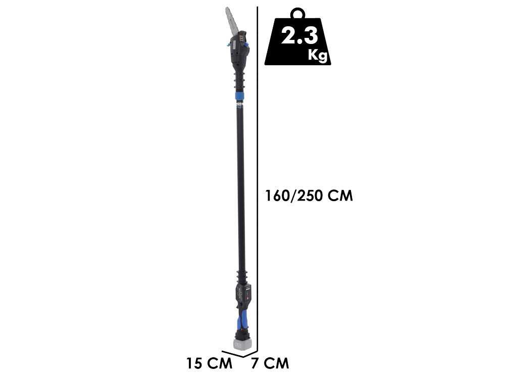 Vesco X150AT – Podadora de altura a batería con pértiga telescópica – 160-250 cm – 21,6 V – SIN BATERÍA NI CARGADOR - Imagen 3