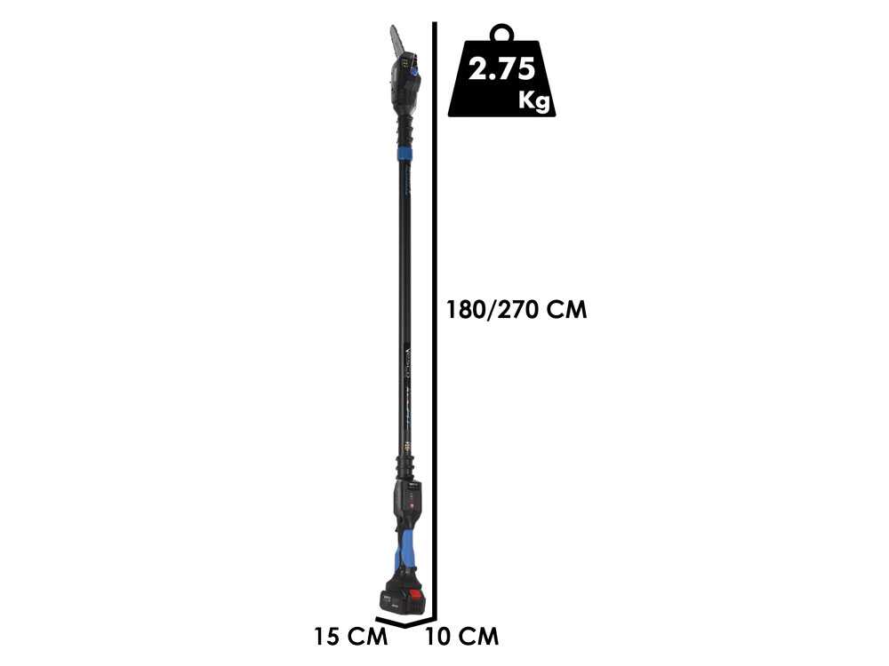 Vesco X180AT – Podadora de altura a batería con pértiga telescópica – 180-270 cm – 36 V 3 Ah - Imagen 3