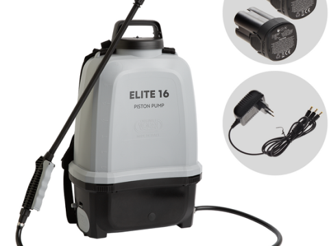 Volpi ELITE 16 PRO TECH – Bomba de pulverización de mochila con lanza de fibra de vidrio a batería – 2X 14,4 V 2 Ah – 8 bar