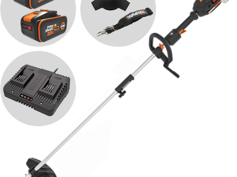 Worx NITRO WG186E – Desbrozadora multifunción a batería – 2x20V/4Ah