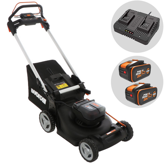 Worx Nitro WG749E – Cortacésped autopropulsado a batería – 2x20V/4Ah – corte de 46 cm